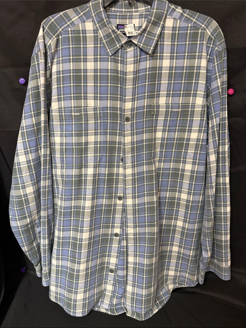 Patagonia Men's Plaid Button-Down Shirt in Blue and Gray
